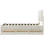 Lit plateforme simple tapissier beige avec lit gigogne et tiroirs en lin