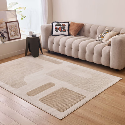Aura Collection Living Room Rugs Abstract Design in Beige