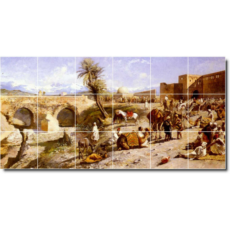 Carreau de céramique décorative 36 po x 18 po 6 po x 6 po, Edwin Week's Village, peinture W09616