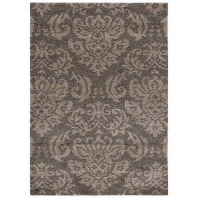 Tapis floral fumé / beige Ellyona