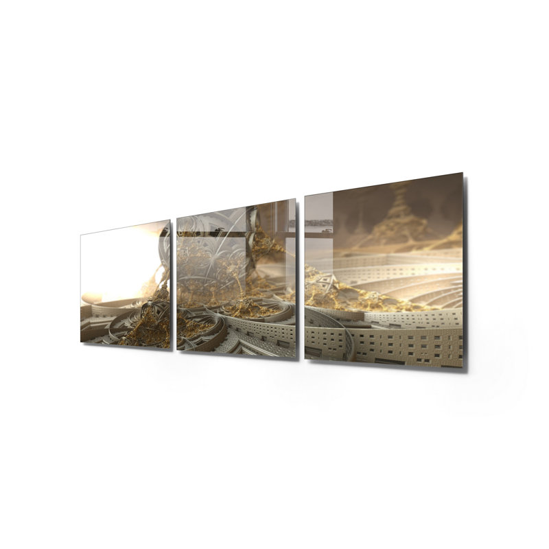 3 Piece No Frame Print on Glass, 60cm H x 60cm W x 0.4cm D