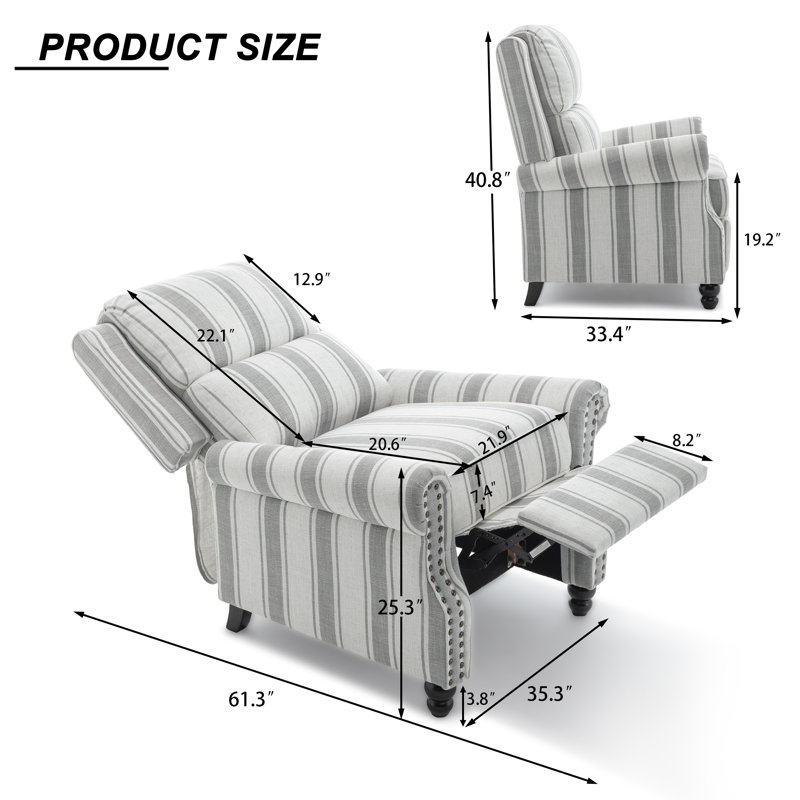 Fauteuil inclinable manuel Ameiah, Rayure grise