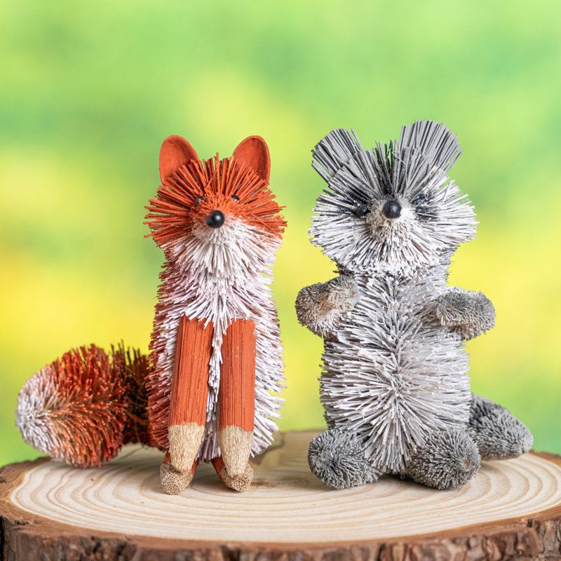  Natural Fiber 2.5 in. Multicolor Spring Bottle Brush Raccoon