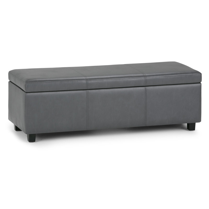 Stone Gray Contemporary Bench Ottoman with Inner Storage