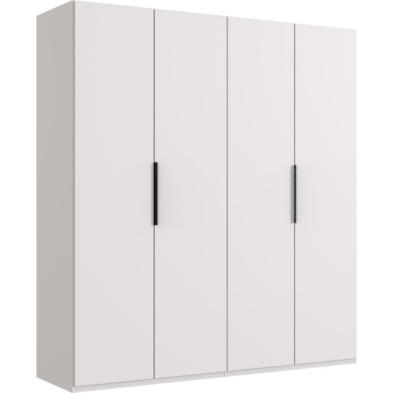 Guardino 4 Door Wardrobe, 236cm H x 200cm W x 58cm D, White