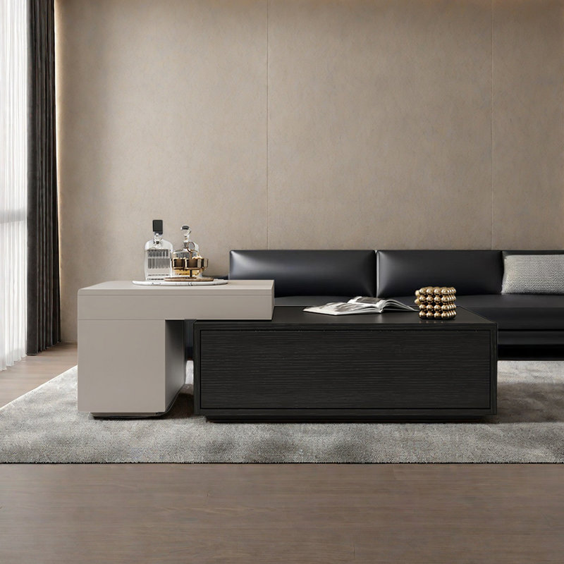 Luxury-Style Square Coffee Table, Black/Mint Green