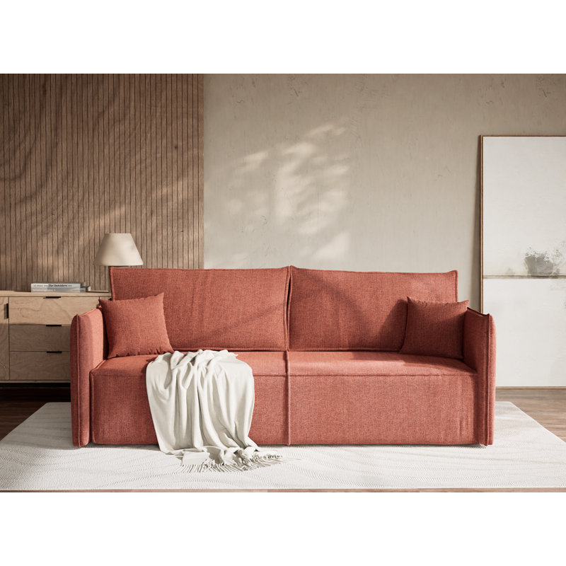3 Seater Reclining Sofa, Coral Polyester