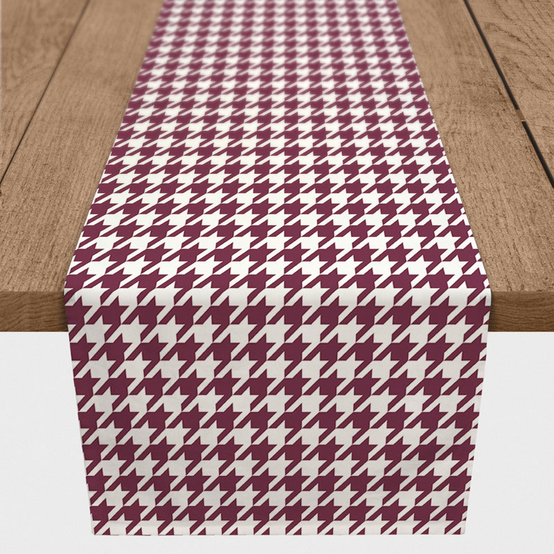 Chemin de table en losanges pointillé Nalston, 90 po x 16 po, Bourgogne, Pied-de-poule