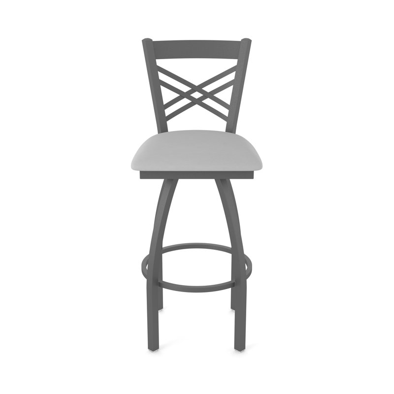 820 Catalina Swivel Stool, Pewter, Vinyl-Canter Folkstone Gray, Bar Stool (30" Seat Height)