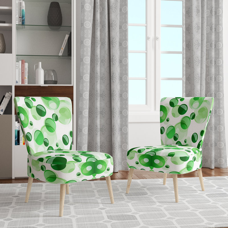 Artistic Whimsy Polka Dots Pattern - Upholstered Modern Side Chair, Polka Dots Accent Chair, Green