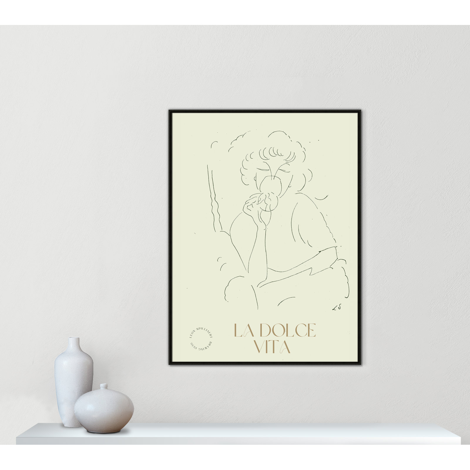 Dottie "La Dolce Vita" Print, 49.5" H x 37.5" W, Espresso