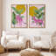 «Tropical Jungle», feuille de bananier, guépard rose, nature, ensemble de 2 impressions sur toile-75851905-75851906