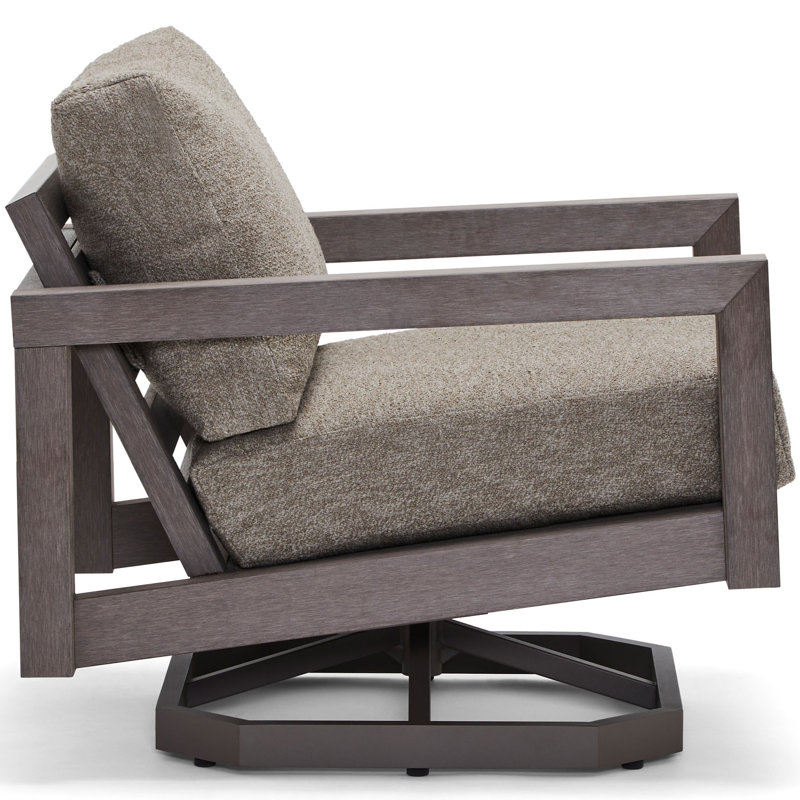 Sierra Outdoor Swivel Lounge Chair, Chestnut Brown