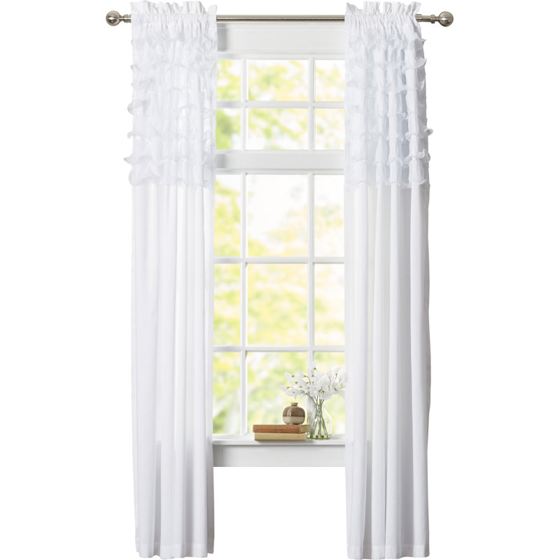 Avery Semi Sheer Curtain Pair, 54" W x 63"L, White