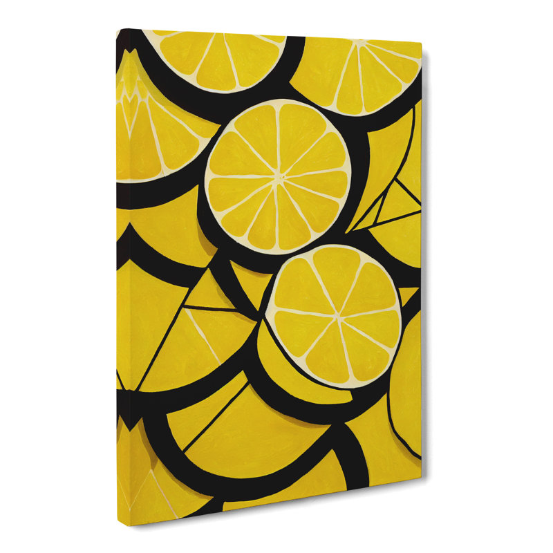 Sliced Lemon Fruit Suprematism - Wrapped Canvas, 60cm H x 40cm W x 3cm D