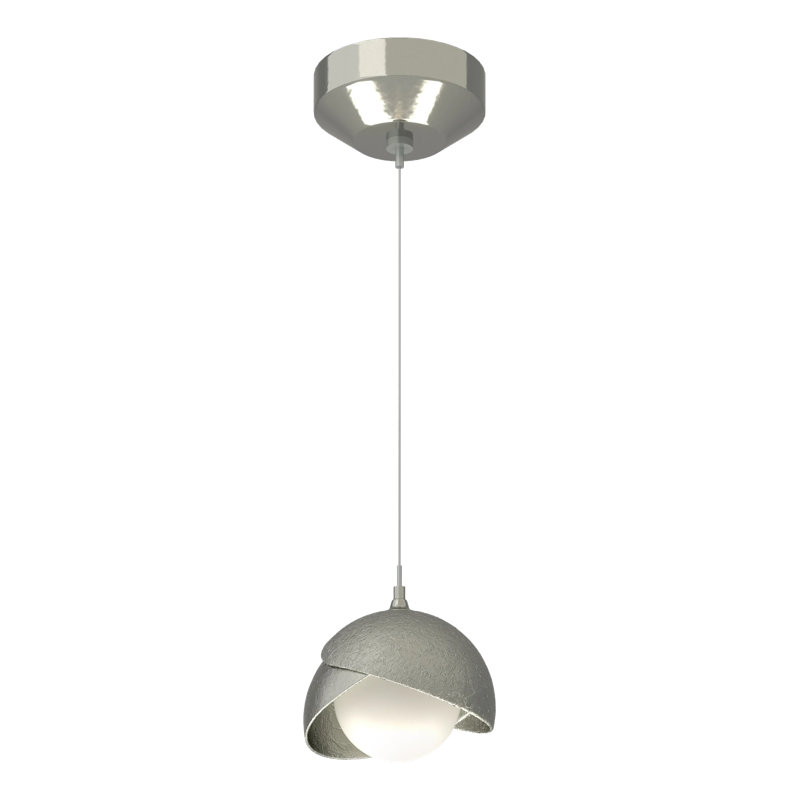 Brooklyn 1 - Light Single Globe Pendant, Sterling, Clear Steel