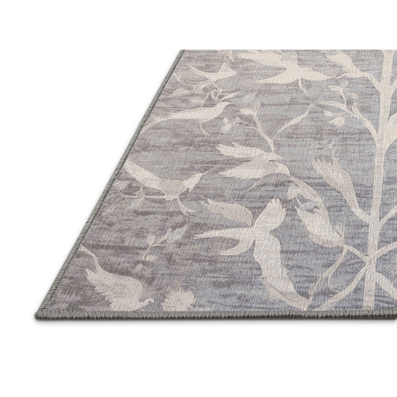 Machine Washable Gray Area Rug, Rectangle 2' x 3'