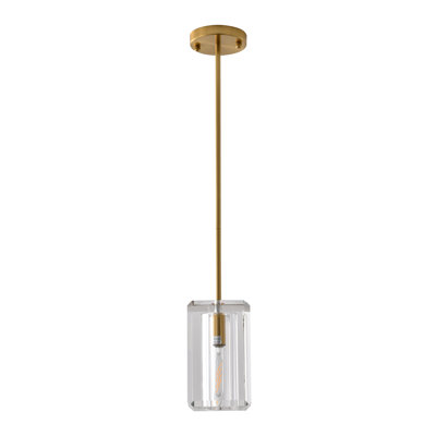 1-Light Gold Single Pendant With A Clear Crystal Shade