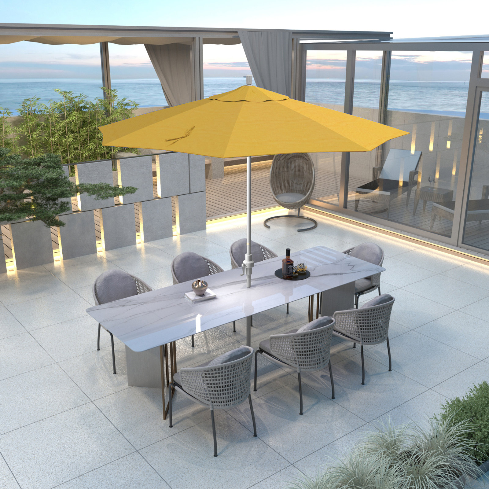 Calline 108'' Outdoor Umbrella, Lemon Performance