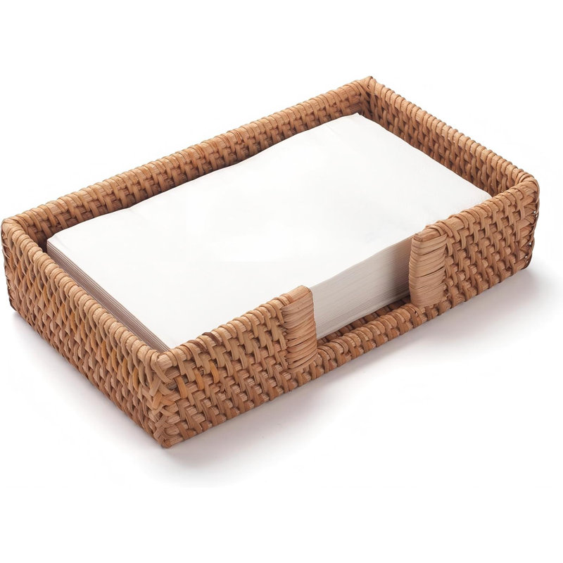 Porte-serviettes en rotin rectangulaire, panier à serviettes en osier pour la cuisine, porte-serviettes plats