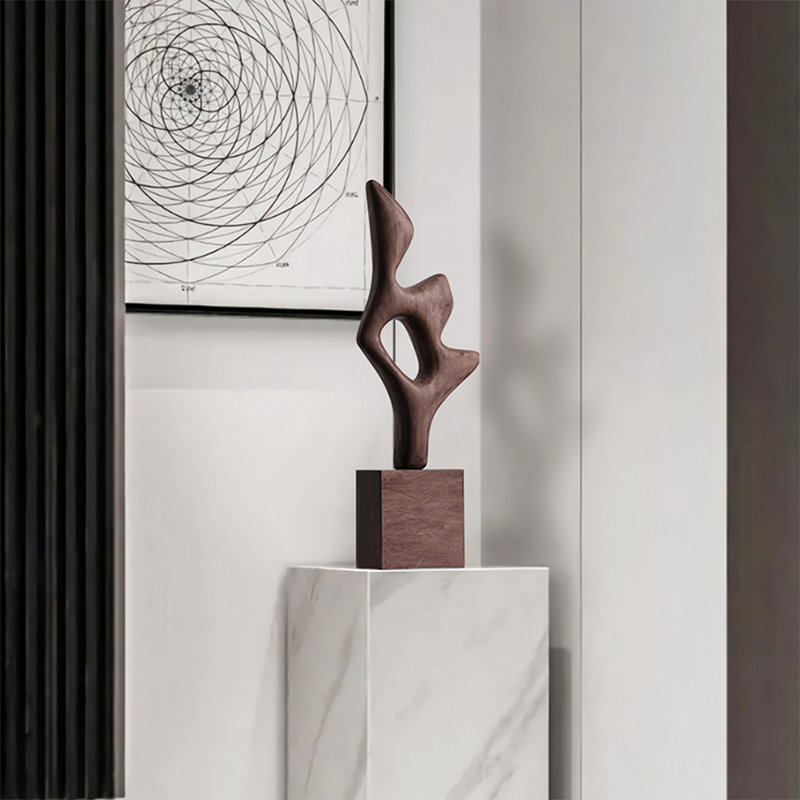 Brown Free Form Solid Wood Decorative Object
