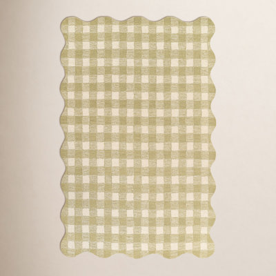 Lola Green Hand-Tufted Plaid Wool Rug