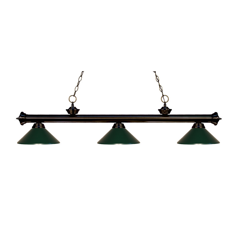 Chevelle 3 - Light Pool Table Lights Pendant, Dark Green, Bronze