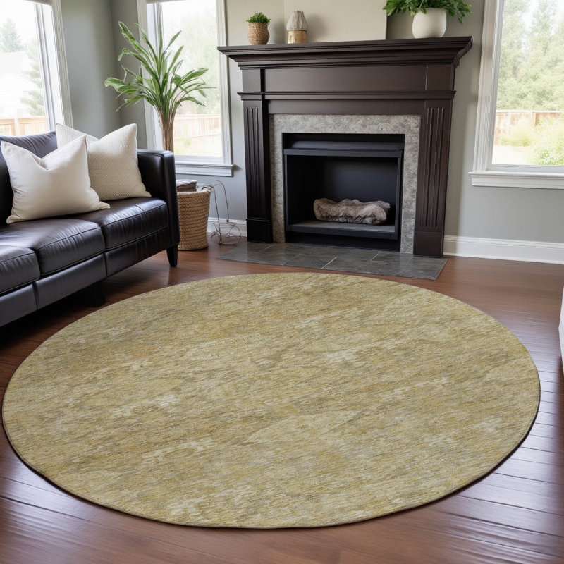 Premium Machine Washable Jamestown AMF1084 Damask Rug, Round 8'