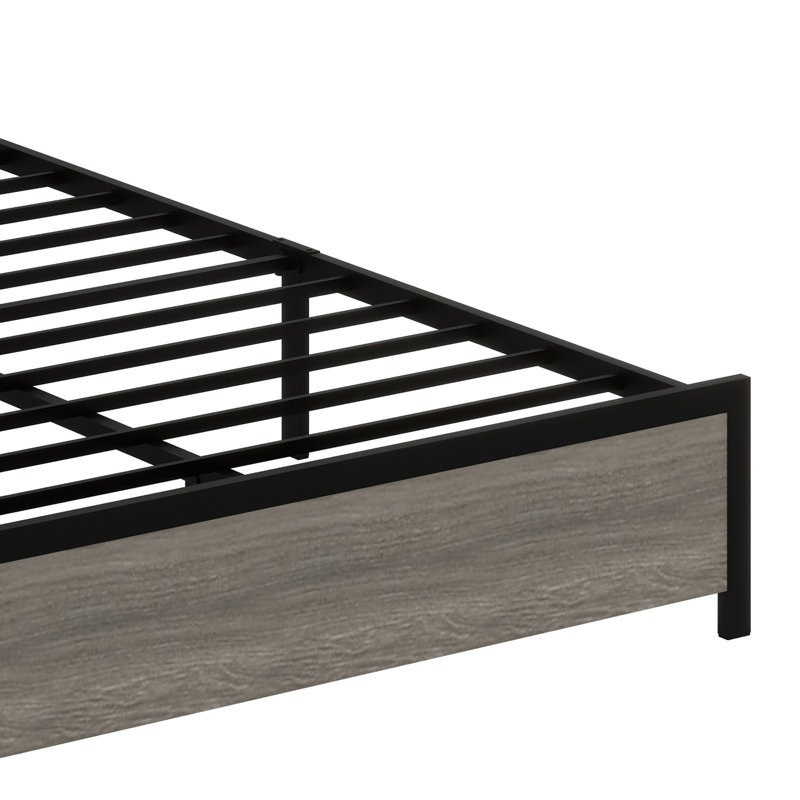 Base de lit plateforme avec tête de lit à DEL avec rangement et 2 USB, grand rangement sous le lit, Double