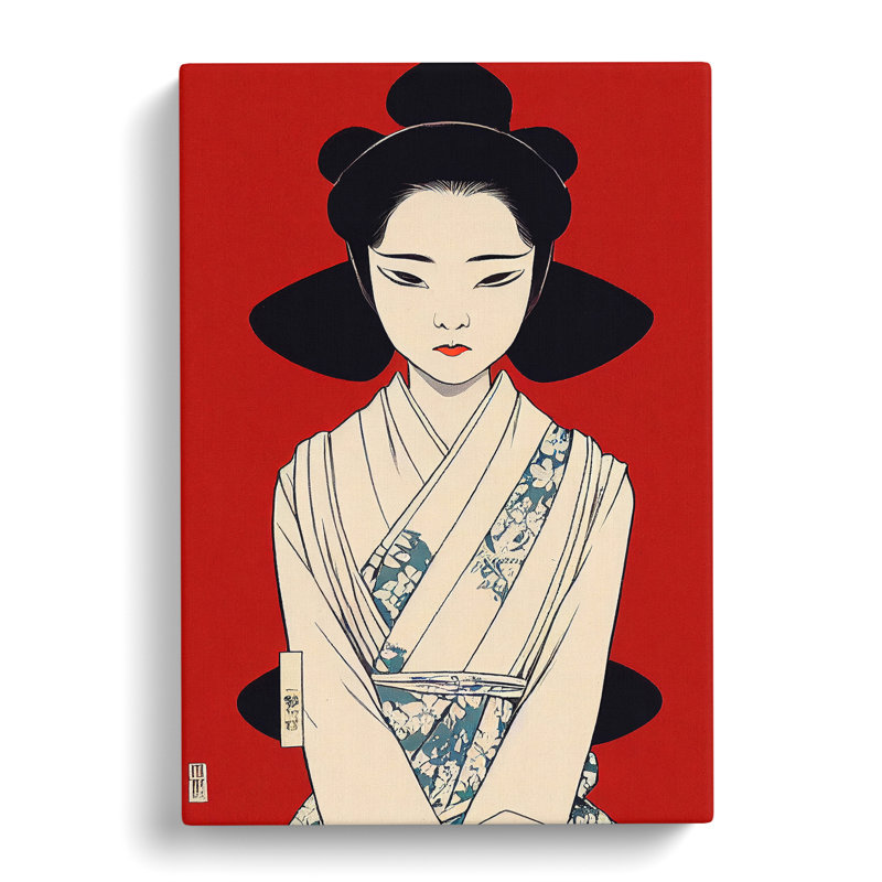 Gentle Geisha - Wall Art, 50cm H x 35cm W x 3cm D, Wrapped Canvas