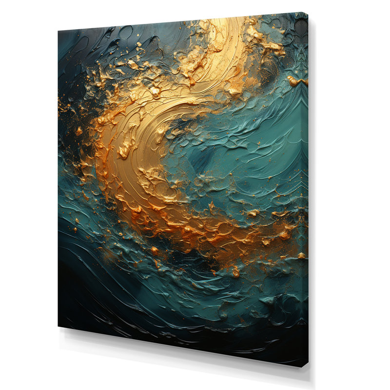 Impression sur toile Golden Emerald Surge II - Abstract Spirals, Toile tendue, H 32 po x l 24 po x P 1 po