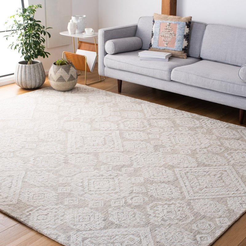 Metro Hand Tufted Indian Wool And Cotton With Latex Geometric Rug, Rectangle 4' x 6'