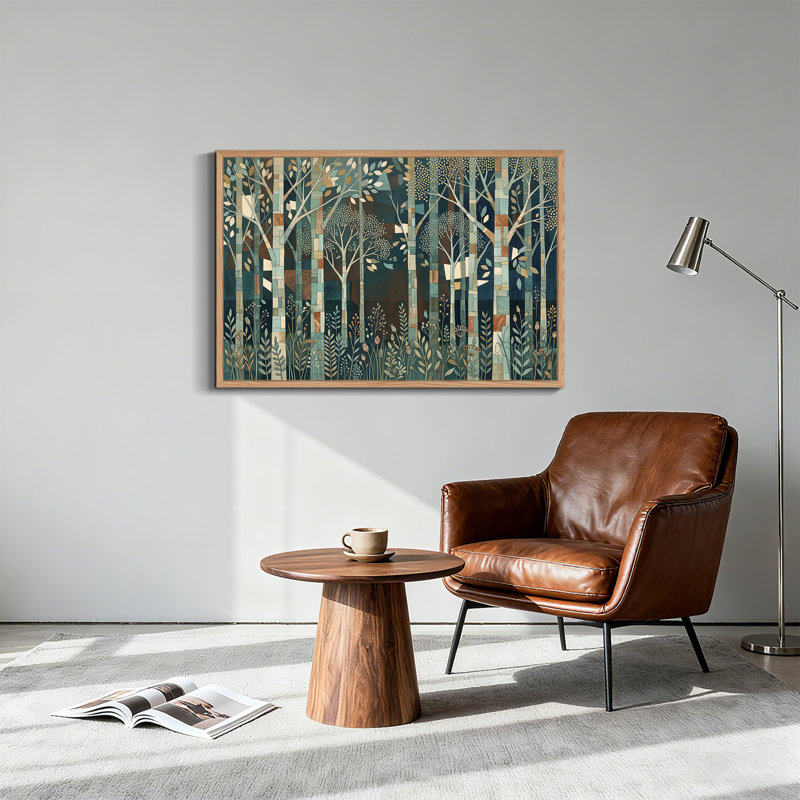 Art mural sur toile bleu et brun, H 18 po x l 24 po