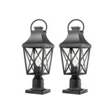 Outdoor Post Light,Lamp Post Light Fixture,Post Lantern with Pier Mount Base,Textured Black,21.3in,Suitable for Gardens, Yards or Entrances (2 pack)