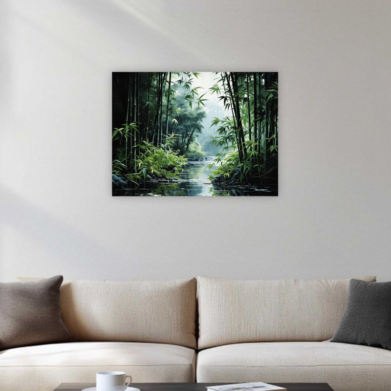«Green Bamboo Forest», art mural moderne sur toile de qualité supérieure, 24 x 32 po
