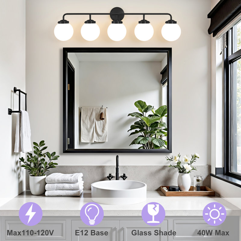 Jaxon Dimmable Vanity Light, Bulbs not Included, 5, Matte Black