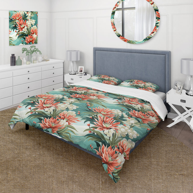 Ensemble de housse de couette Tropical - Tropical Coastal Escape, Housse de couette pour très grand lit et 2 très