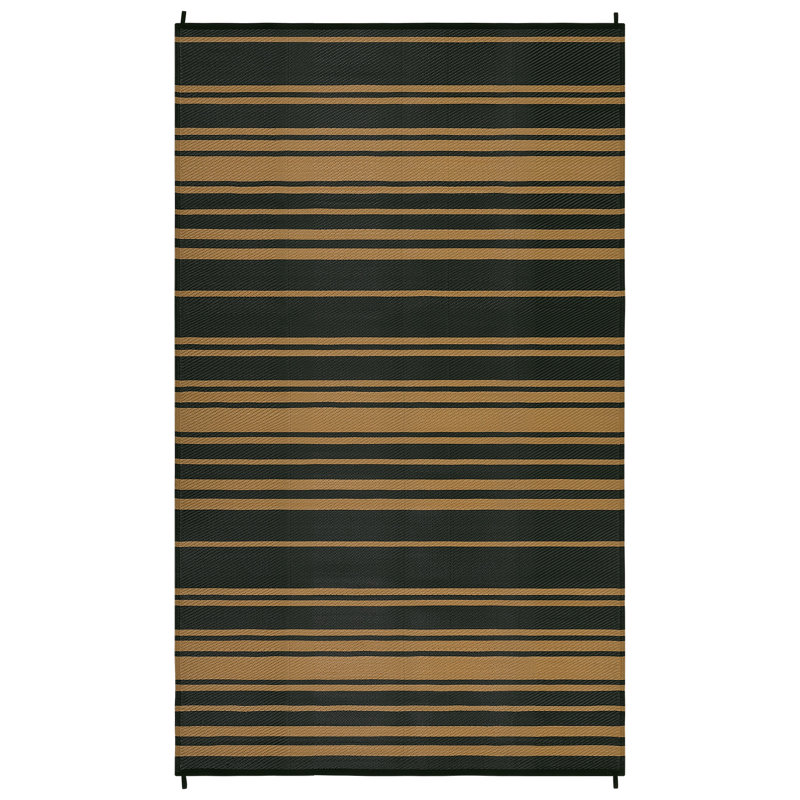 Large Waterproof Outdoor Rug, Reversible Plastic Straw Patio Carpet – UV Resistant, Collapsible, Portable, Easy Clean, For Deck, Porch, Camping, RV, Black Brown, 9x12ft (274x366cm)