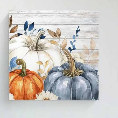 Art mural orange et bleu sur toile sans cadre 16 po x 16 po