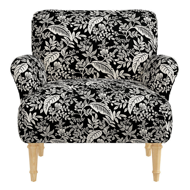 Rifle Paper Co. x Cloth & Company Bristol Armchair, Rpc Canopy Black & Cream Linen, Natural