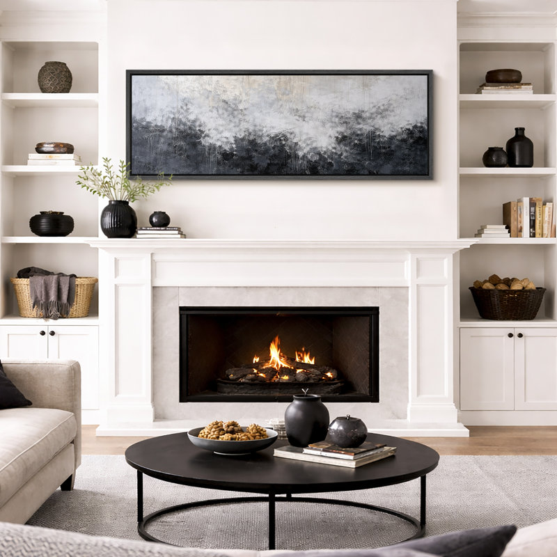«Abstract Moody Forest Landscape», art du salon, impression sur toile encadrée, H 20 po x l 60 po x P 1,5 po, Cadre noir