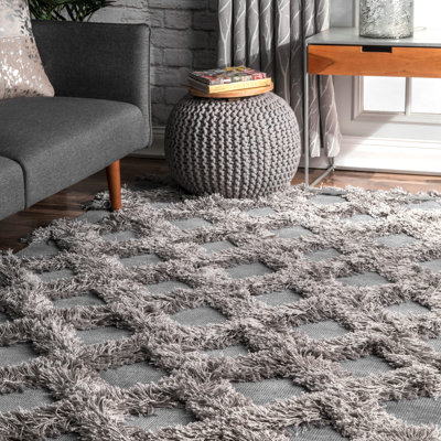 Tapis gris à motif géométrique Fresquez
