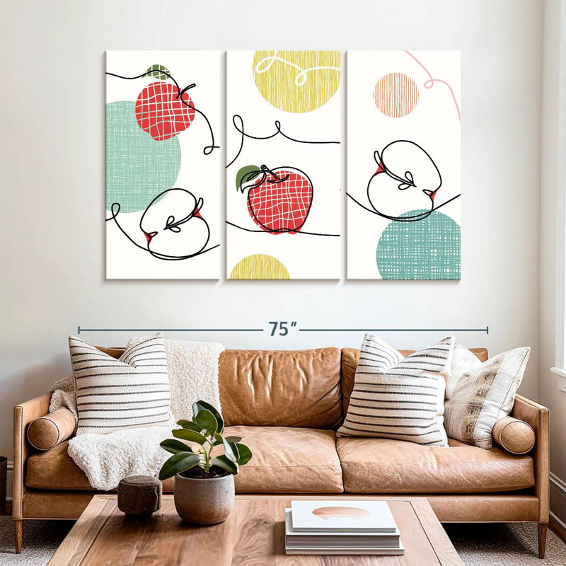 Yarlin One Line Apples, 24" H x 38" W