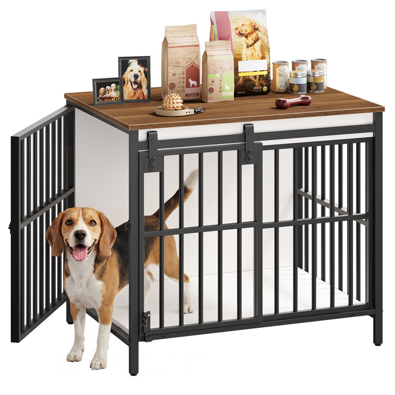 Mobilier de cage pour chien avec porte de grange coulissante, chenil d'intérieur pour petits chiens, Petit