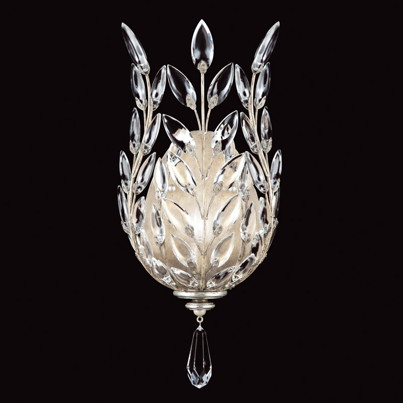 Crystal Laurel 1 - Light Flush Mounted Sconce, 8", Antique Silver Leaf