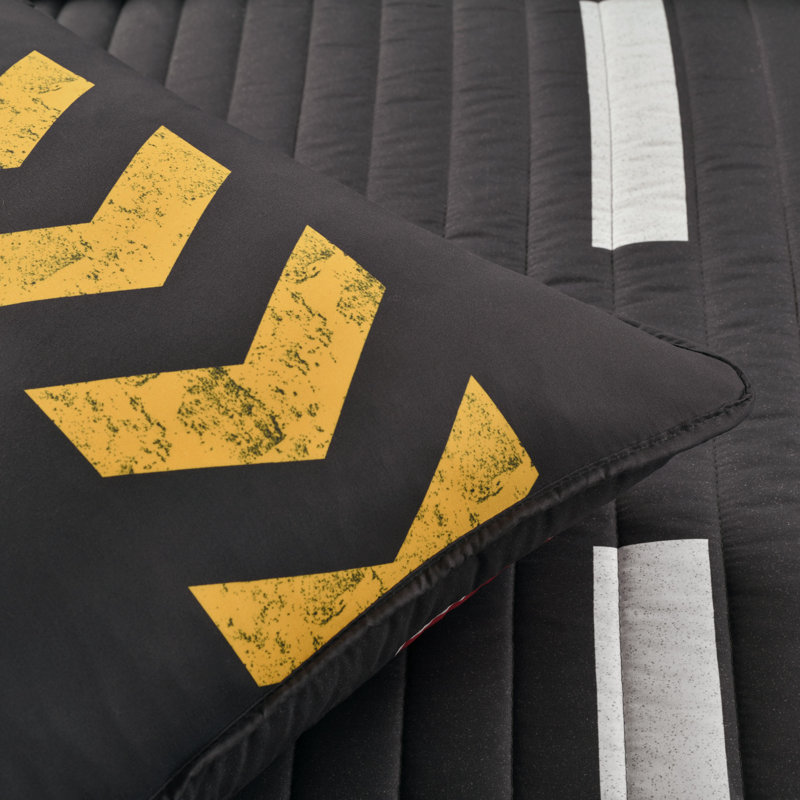Litisha Charcoal Microfiber Reversible 5 Piece Quilt Set