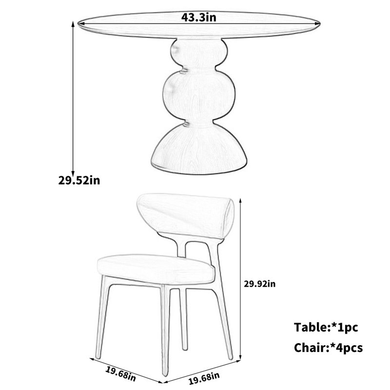 Small round household dining table