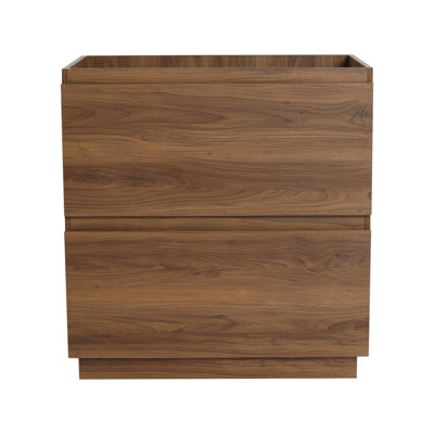 30" Bathroom Sink Vanity Without Basin, Modern Double Drawer Undermount Cabinet, Engineering Wood, Brown, Well-built Sink, Freestanding Stylish Appearance