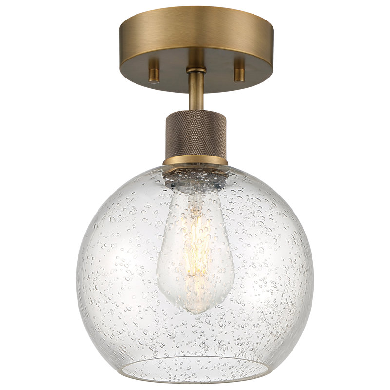 Southglenn Glass Semi Flush Mount, Antique Brushed Brass