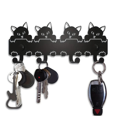 Porte-clés 1 pièce: This Wall - Fixé ... - 2,5 po - Métal - 6 pièces - Porte-clés - Noir - Design décoratif